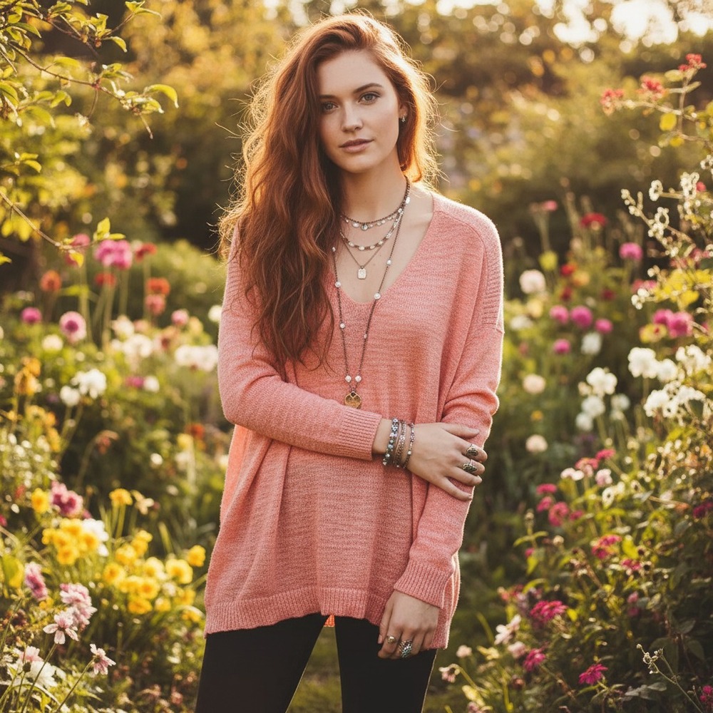 Loft S Sweater Coral Pink Back Slit Lightweight Boho Coastal Cottage Casual Chic